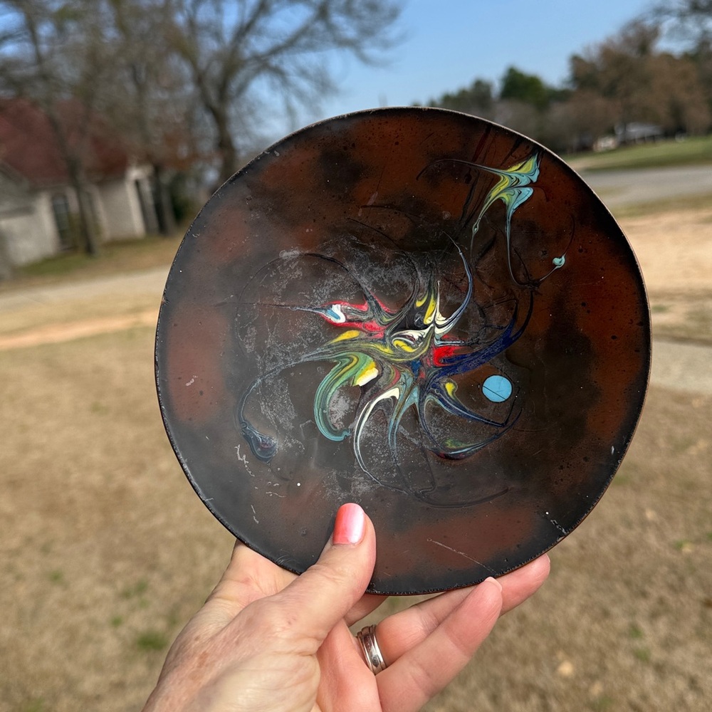 MCM 1960's Pollack Inspired Enamel Copper Plate - Picture 10 of 10
